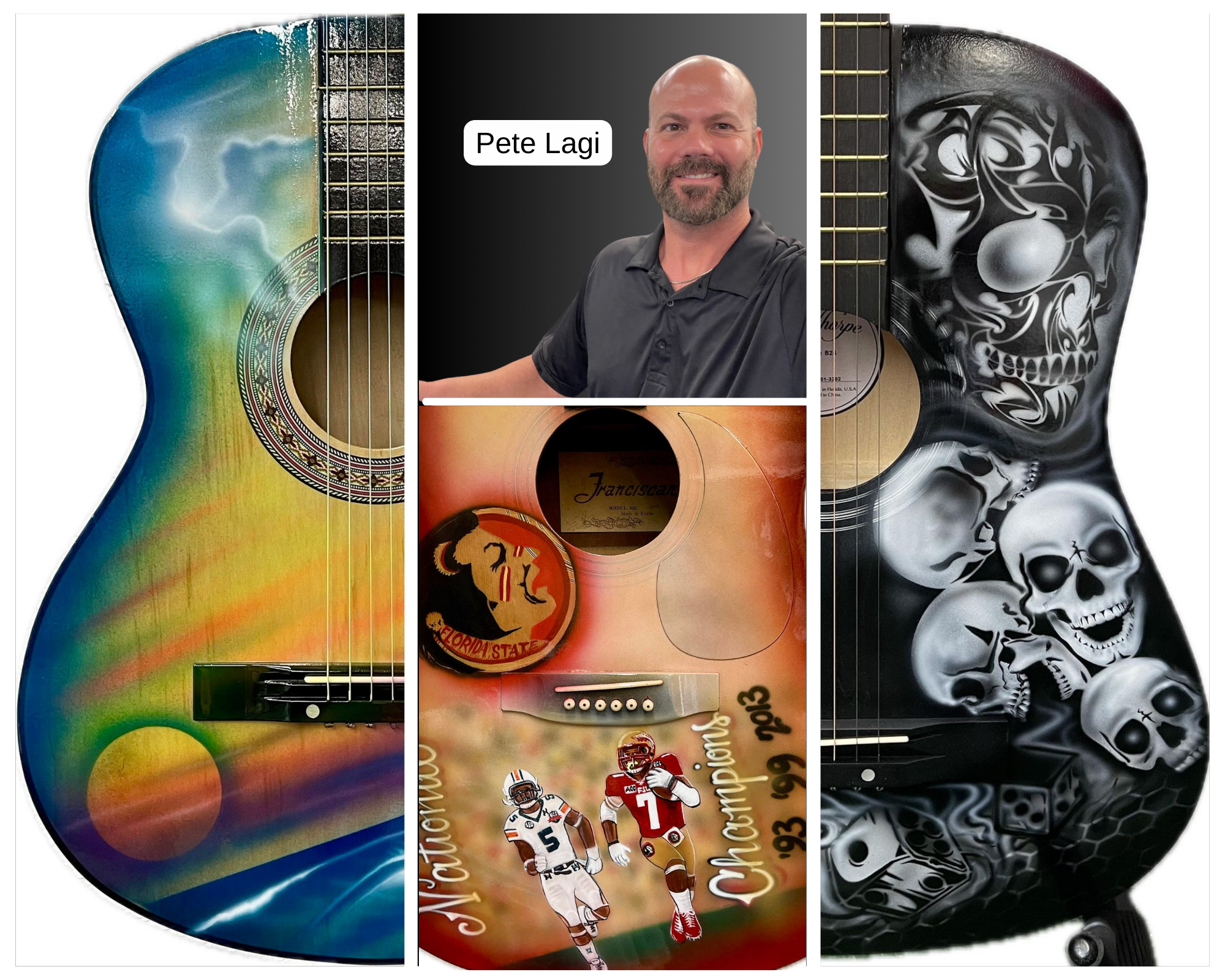 Airbrushed guitars are a favorite project of the Airbrush Events team.