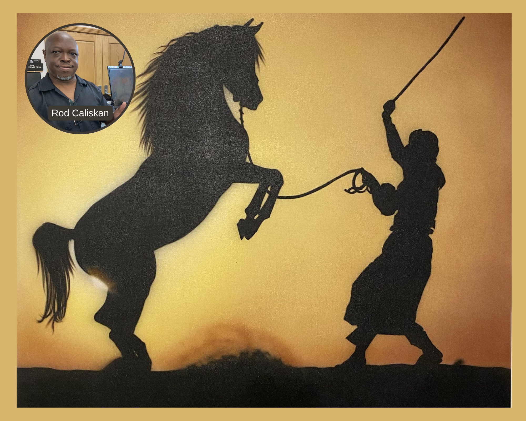 One our airbrush artist's favorite projects is a detailed silhouette of a horse.